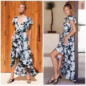 Bali ELF Carmen Wrap Maxi High Low Dress